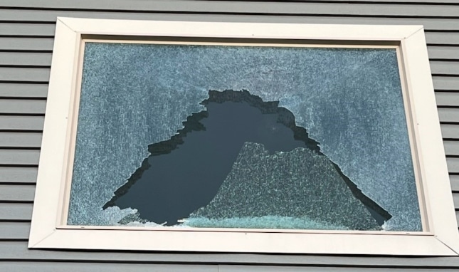 broken window in home