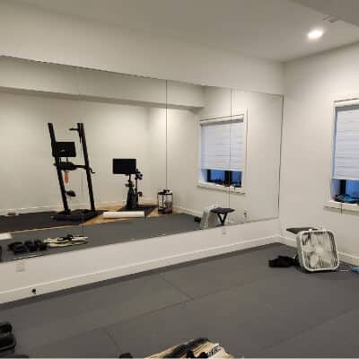 home gym mirror in basement denver